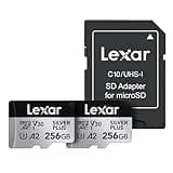 Lexar 256GB (2-Pack) Professional Silver Plus microSDXC Memory Card w/SD Adapter, UHS-I, C10, U3, V30, Full-HD & 4K Video, Up to 205/150 MB/s Read/Write, for Videographers, Gamers (LMSSIPL256G-B2ANU)