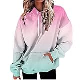 zip up hoodie women graphic Oversized Hoodies for Women Casual Gradient Pullover Sweatshirts with Pocket Long Sleeve Trendy Y2K Hooded Tops Green Small
