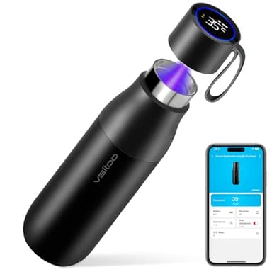 VSITOO 15oz Smart Self Cleaning Water Bottle，Insulated Water Bottle with Stainless Steel, BPA-Free, AI Self-Clean, 30-Day Battery, Magnetic Charging for Travel, Gym or Office, Black