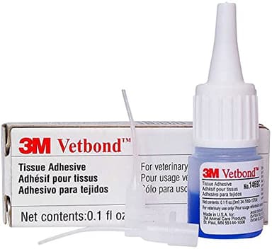 3M Vetbond Tissue Adhesive 0.1 oz (3 mL) – Fast-Acting Veterinary Wound Glue for Pets, Surgical-Grade Skin Adhesive Sealant with Blue Tint for Precise Application, Includes Reusable Applicator Tips