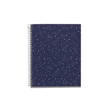 Miquel Rius M Fashion 4 Subject Notebook, Lined A5-8.27" x 5.83" 120 Sheets Heavyweight Paper, Subjects Separated by color, 2 Hole Punched, Micro-Perforated, Cosmos Design, Multicolor