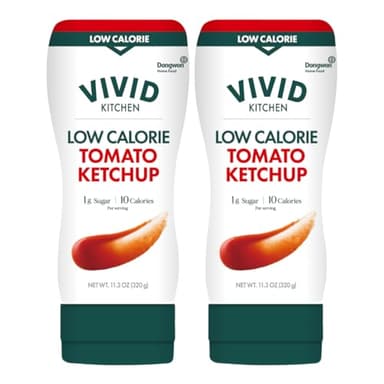 VIVID KITCHEN Low-Calorie Ketchup Sauce - 2 Pack - Zero Sugar, 10 Cal/Serving - Allulose Sweetened, No Preservatives or MSG - Easy Squeeze Bottle - Healthy, Guilt-Free Ketchup Alternative for Fries, Burgers, Sandwiches & More