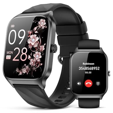 Smart Watch for Women Men,(Answer/Make Call) 1.83'' Fitness Activity Tracker Smartwatch for Android iPhone iOS Compatible,IP68 Waterproof Step Counter Watch with Sleep Monitor, 2 Traps