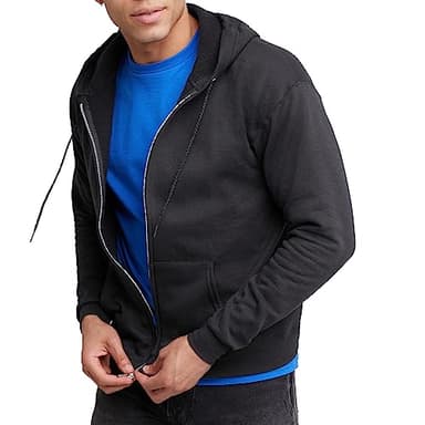 Hanes Men's Full-Zip Eco-Smart Hoodie, Black, Small