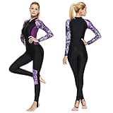 Full Body Scuba Rash Guard Dive Skin UV Swimwear Sport Skins for Men Women, Long Sleeve One Piece Front Zipper Diving Wetsuit for Surfing Swimming Snorkeling Canoeing (Women’s Purple, XL)