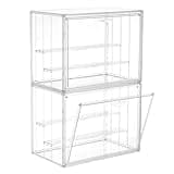 LXLXXL Acrylic Display Case for Collectibles 3 Layer Adjustable Figure Display Case with Magnetic Door Clear Stackable Display Box for Figures Showcase 2Pack