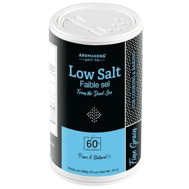 Aromasong Low Sodium Sea Salt 13 OZ. Salt Shaker 100% Natural Fine Grain Dead Sea Potassium Chloride with Dead Sea Salt.