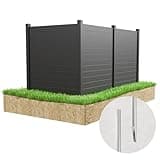 Caprihom Black Air Conditioner Fence, 48" W X 48" H Vinyl Privacy Fence Screen 3 Panels Pool Equipment Enclosure Trash Can Outside Garbage Can Enclosure