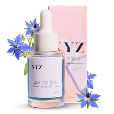 XYZ Skin Gua Sha Glide Face Oil - Hydrating and Soothing With Azulene Blue Tansy, Blue Chamomile + Squalene | Moisturizer, Face Oil and Soothing Agent for All Skin Types - 1 fl oz (30ml)