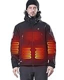 DEWBU Heated Jacket for Men with 12V Battery Pack Winter Outdoor Soft Shell Electric Heating Coat, Men's Black, XL