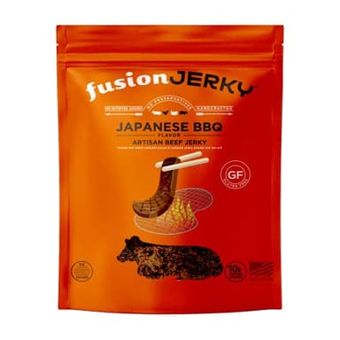 Fusion Jerky Artisan Beef Jerky, Japanese BBQ, 2.5 oz - All Natural, 10g Protein, Premium USA Sourced Meat, Gluten Free, Prime Cuts, No Nitrates, No Added MSG, No Preservatives, Made in USA