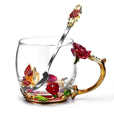 OEAGO Gifts for Mom Women Mothers Day Valentines Day Gifts Glass Coffee Enamels Mug Best Birthday Valentine's for Her Girlfriend Wife from Daughter Son Tea Cup Christmas Stocking Stuffers