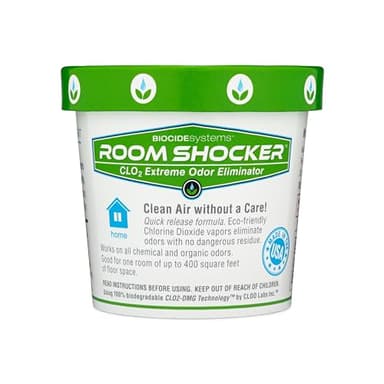 Biocide Systems Room Shocker Strong Odor Eliminator for Home & Office, Eco-Friendly Chlorine Dioxide Odor Bomb for House Interior Up to 400 Square Feet of Floor Space (Single Pack)
