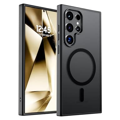 SUPFINE Magnetic for Samsung Galaxy S24 Ultra Case(Compatible with MagSafe) (Military Grade Drop Protection) Slim Translucent Shockproof Phone Case,Black