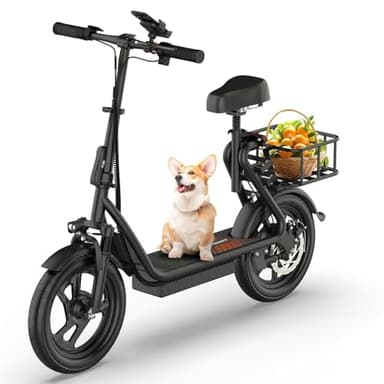 Maxshot Electric Scooter, 8.5" /10" /14" Tire, 16/19/22 Mph Top Speed, 12/16/21/27/28/49/50 Miles Long Range, Folding Escooter for Adults and Kids with Seat Bag, Dual Braking, Dual Suspension, App