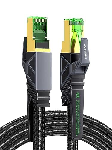 UGREEN Ethernet Cable, Cat 8 Gaming Ethernet Cable with 40Gbps 2000MHz High-Speed, SF/FTP 26AWG Braided RJ45 Ethernet Cord, Support POE, Compatible with Xbox One Switch PS5 PS4 Modem Router, 5FT
