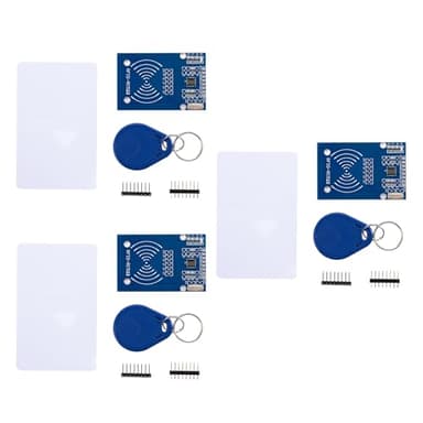 hiBCTR 3-Piece RFID Kit: Mifare RC522 RF IC Card Sensor Module with S50 Blank Cards and Keychains, Compatible with Arduino and Raspberry Pi
