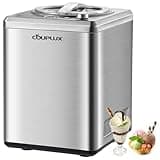 COUPLUX 2.65 Qt Ice Cream Maker, Largest Capacity & Fast Freezing Ice Cream Machine with Built in Compressor Easy Operate & Clean Ice Cream Maker Machine with All Stainless Steel, LCD Digital Display