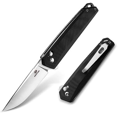 MOSSY OAK Pocket Folding Knife, 3.5-Inch D2 Steel Drop Point Blade, G10 Handle, Small EDC Knife with Belt Clip for Camping, Hiking (Black)
