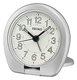Seiko Sakai Travel Bedroom Alarm Clock, Metallic Silver