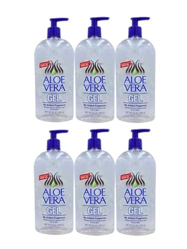 Aloe Vera Gel Pump, 24 oz, pack 6 – Pure, Stabilized Aloe Vera Gel for Face, Hair & Body – Soothing Sunburn Relief, Hydration & Skin Repair – No Added Colors or Fragrances