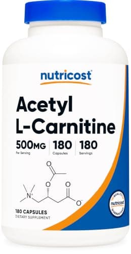 Nutricost Acetyl L-Carnitine (ALCAR) 500mg, 180 Capsules, 180 Servings - Non-GMO and Gluten Free, 1 Capsule per Serving