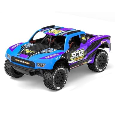 ZD Racing SC12 1/12 4WD Brushless RC Short-Course Truck RTR, 75+ km/h (46+ MPH) High Speed, 3S 2200mAh Battery, LED Lights, All-Terrain Tires, Aluminum Chassis, RC Car for Adults & Teens 14+(blue)