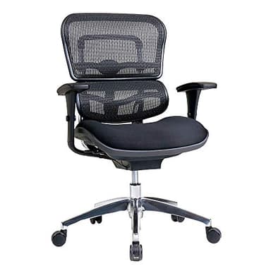 WorkPro® 12000 Series Ergonomic Mesh/Premium Fabric Mid-Back Chair, Black/Black, BIFMA Compliant