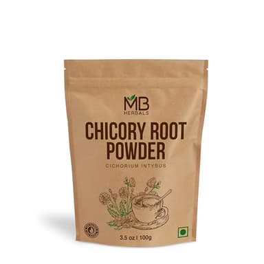 MB Herbals Instant Chicory Granulated Powder 100 Gram (3.5 oz) | Roasted | Non-GMO | No Preservatives | Gluten Free | Dissolves Easily in Hot Milk & Water