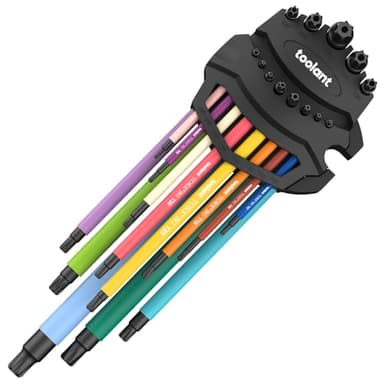 Torx Wrench Set 13pcs(T6-T50),Extra Long Arm Security Metirc Star Wrench Set, Crafted Torx Key Set with Color Coded Sleeves for Furniture Assembly, Bicycle Maintenance, Household DIY