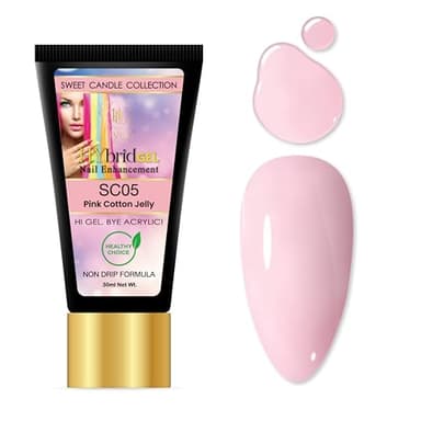 HYBA SWEET CANDIE Hybrid Gel Nail Polish, Single Tube (Pink Cotton Jelly), Professional Salon Quality