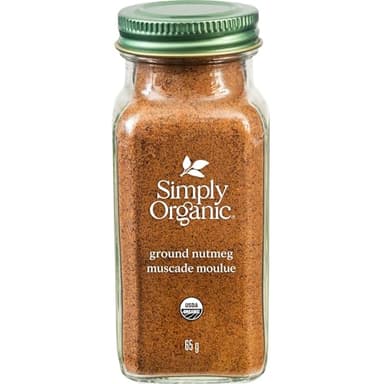 Simply Organic Pure Ground Nutmeg, 2.3 Ounce Jar,Aromatic, Subtly Spicy-Sweet Flavor, Organic, Kosher, No GMO, No ETO