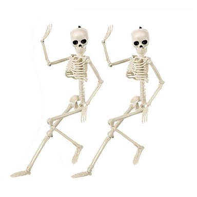 BOMPOW Halloween Indoor Skeletons Decorations 15'' Life Size Full Body Posable Joints Small Skeletons Halloween Decor 2 Pack