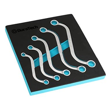 DURATECH S-Style Box Wrench Set, Metric, 5-Piece, 10mm to 19mm, 12 Point, CR-V Steel, with EVA Foam Tool Organizer