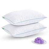 Friendriver Shredded Memory Foam Pillows for Sleeping 2 Pack - Cooling Bed Pillows Standard Size Set of 2 - Firm Pillow for Side and Back Sleepers Adjustable Gel Pillow with Removable Cover