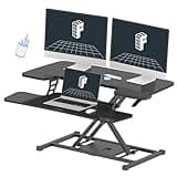 FLEXISPOT 36-inch Standing Desk Converter Height Adjustable Sit to Stand Up Workstation, Dual Monitor and Laptop Riser with Wide Keyboard Tray, Black