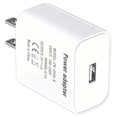 5v 1a Power Adapter 5v/1a USB Charging Block 5W Wall Charger 5 Volt 1000mA Power Supply Brick 5v1a USB Outlet Plug in 5v-1a Head 1a/5v Single USB Port for Kids Electric Toy 5 Volt 1 Amp Charger Whtie
