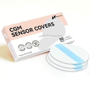 NeXxcel 50 Pack Sensor Covers for Freestyle Libre 3 and 3 Plus – Waterproof Ultra-Thin Transparent Adhesive Patches with No-Glue Center for Easy, Comfortable Daily Wear