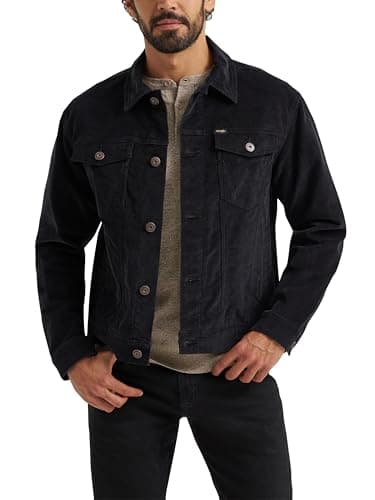 Wrangler Men's Corduroy Trucker Jacket, Jet Black, Large