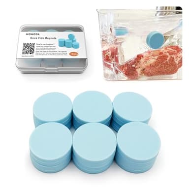 MOMOMA Sous Vide Magnets 12Pcs-Food-Grade Silicone Coated Weights&Clips, Keep Bags Submerged, Works on All Machines, Multi-Use for Cooking, Display, Home&Office (Sous Vide weights-12pcs Round)