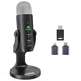 ZealSound Wireless Microphone,USB Mic for iPhone PC iPad Android Phone-Cordless Condenser Desktop Microphones with Mute Echo Monitor Volume Gain Bluetooth 2.4GHz for Podcast,ASMR,Gaming,YouTube Video