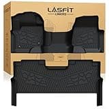 LASFIT Floor Mats for Ford F250 F350 F450 2017-2025 Crew Cab Front Bench Seat | Rear W/Fold-Flat Storage Carpet Floor Super Duty All Weather Protector TPE Car Floor Liner, 1st & 2nd Row, 2pcs Black