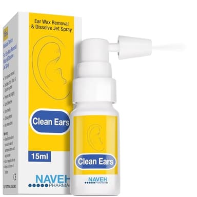 NAVEH PHARMA® CleanEars | Fast-Acting Ear Wax Removal Spray | Breaks Down & Dissolves Earwax in Just 1 Treatment | Clinically Proven to Be 300% More Effective W/Mineral Oil | Gentle & Safe | 0.5 Fl Oz