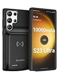 NEWDERY Battery Case for Galaxy S23 Ultra 10000mAh, Qi Wireless Charging, Fast Charging, Sync Data Supported, Powerful Portable Rechargeable Charger Case for Samsung S23 Ultra 5G 6.8" Black