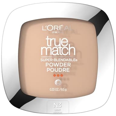 L'Oreal Paris True Match Super Blendable Oil Free Powder Foundation, N3 Light Medium, 0.33 oz, Packaging May Vary