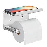 Self-Adhesive Toilet Paper Roll Holder - Wall Mount Or Adhesive Toilet Paper Holder with Shelf,Toilet Roll Holder, Tissue Holder for Bathroom,Wall Toilet Paper Holder, Stainless Steel,Chrome