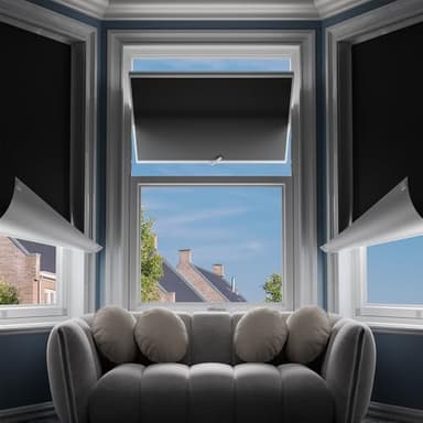 G-WACK Blackout Curtains for Bedroom,Portable No-drill Blackout Blinds for Indoor Windows with Upgraded Hook&Loop,Thermal Insulated Shades Black out Window Cover for Nursery,Travel,RV(42" x 60",Black)