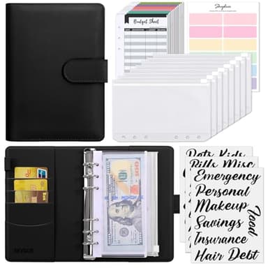 SKYDUE Budget Binder, Money Saving Binder with Zipper Envelopes, Cash Envelopes and Expense Budget Sheets for Budgeting
