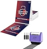 Miseyo Wide Identity Theft Protection Roller Stamp Set - Purple(3 Refill Ink Included) with Privacy Protection Sticker for Postage Shipping Label 20 Pcs