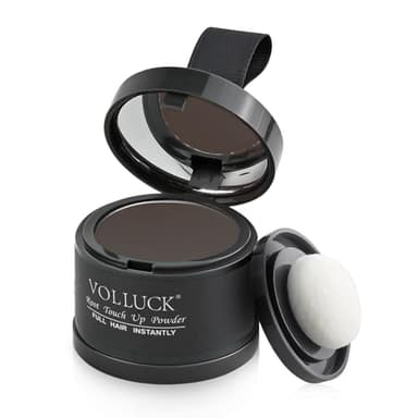 VOLLUCK Root Touch up Powder, Instant Hairline Powder for Thinning Areas and Gray Hair Coverage, Natural and Non-greasy Root Cover up for Women and Men (Dark Brown, 0.14 Ounce)